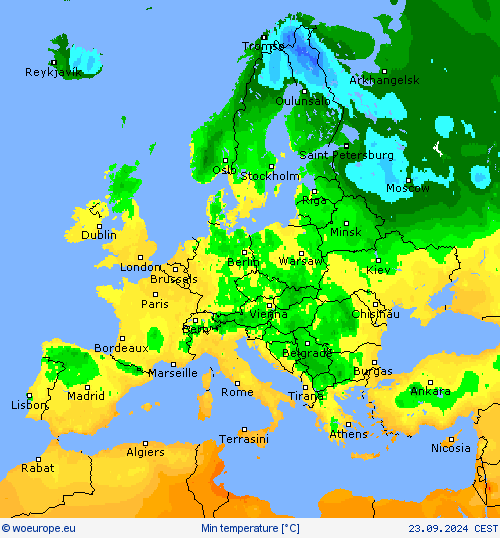 Min temperature Forecast maps